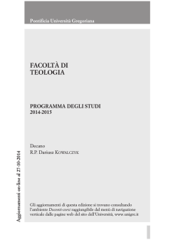 Programma degli Studi della Facoltà di Teologia 2014-2015