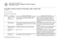 Dipartimento di Scienze Applicate ai Sistemi Complessi MACCHINE