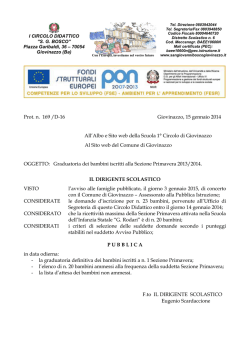 Graduatoria alunni Sezione Primavera 2014