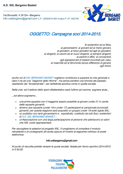 OGGETTO: Campagna soci 2014-2015.