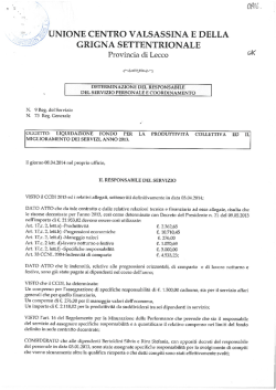 Determinazione di Liquidazione Fondo Produttività 2013