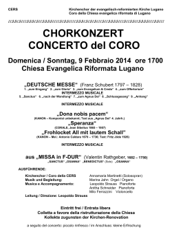 Il Coro della Chiesa evangelica riformata di Lugano in concerto