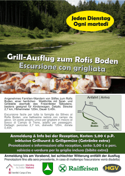 Grill‐Ausflug zum Rofis Boden Escursione con grigliata Jeden