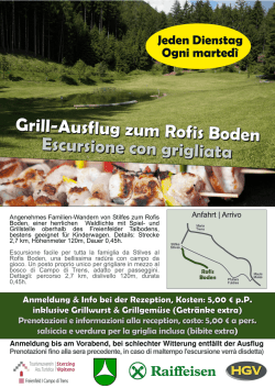 Grill‐Ausflug zum Rofis Boden Escursione con grigliata Jeden