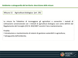 Misura 11 - Agricoltura biologica (Tavolo 2)