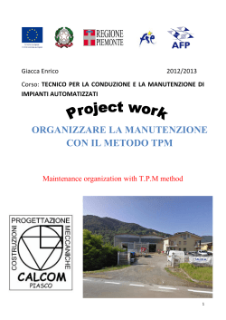 ORGANIZZARE LA MANUTENZIONE CON IL METODO TPM