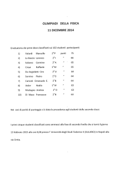 OLIMPIADI DELLA FISICA 11 DICEMBRE 2014