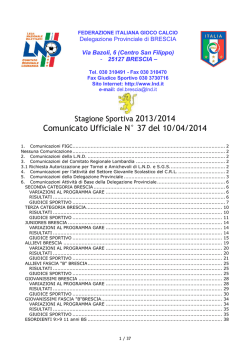 Comunicato Ufficiale N° 37 del 10/04/2014