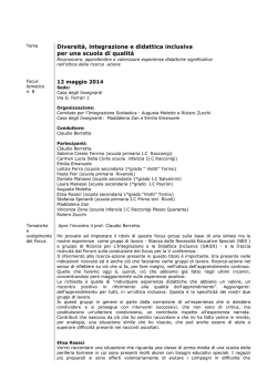 Diversit&agrave;, integrazione e didattica inclusiva per una scuola di