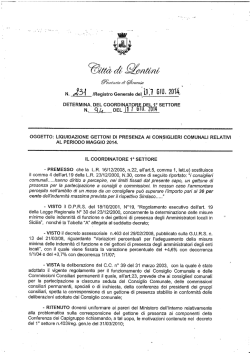 liquidazione gettoni di presenza ai consiglieri comunali relativi al