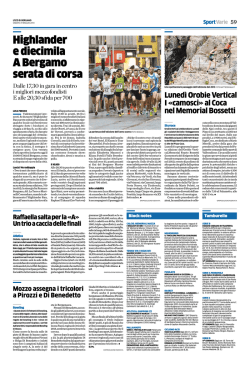 Highlander e diecimila A Bergamo serata di corsa