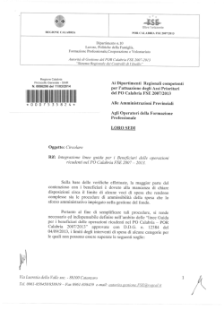 Integrazioni Linee Guida per i Beneficiari delle