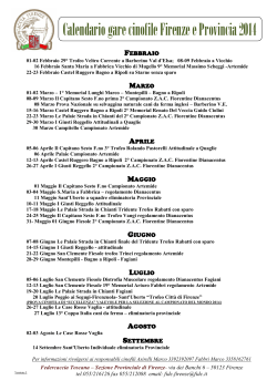 Calendario gare cinofile Firenze e Provincia 2014