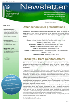 After school club presentations Thank you from Genitori Attenti