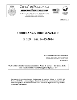 ordinanza dirigenziale n. 109 del 14-05-2014