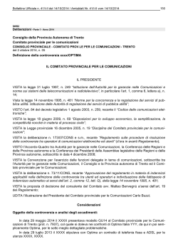 Consiglio della Provincia Autonoma di Trento Comitato provinciale