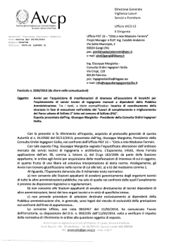 Direzione Generale Vigilanza lavori Servizi e Forn&igrave;ture Ufficio VICQ