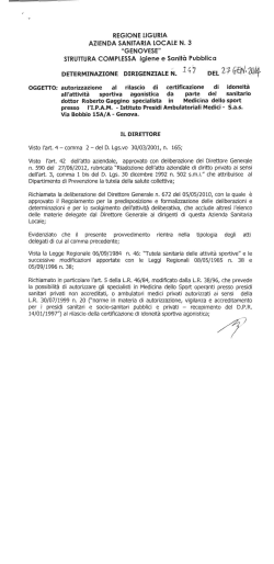 REGIONE LIGURIA - Deliberazione