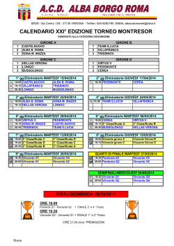 calendario xxi° edizione torneo montresor