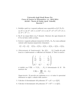 Esercizi 7 - Dipartimento di Matematica