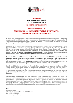 Comunicato stampa finale – 2014 | Torino Spiritualità 10.