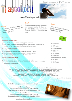 Itinerario per ragazze di III e IV superiore 2014