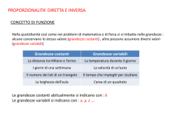 Grandezze costanti Grandezze variabili