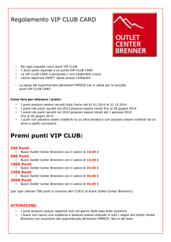 Regolamento VIP CLUB CARD