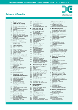 Categorie di Prodotto - CCE International 2015