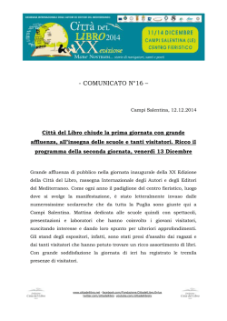 Comunicato Stampa n°16/2014