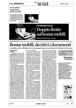 2014 04 28 .. Bonus Mobili, Attenzione ai Documenti .. 24Ore