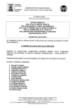 elenco ammessi avviso fisioterapista 2014