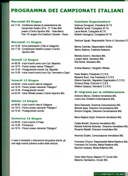 PROGRAMMA DEI CAMPIONATI ITALIANI