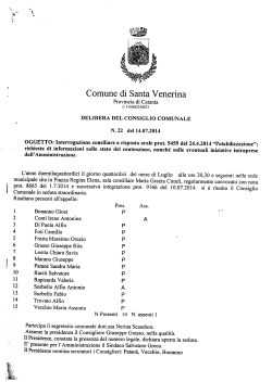 Interrogazione consiliare a risposta orale prot. 5459 del 24.4.2014
