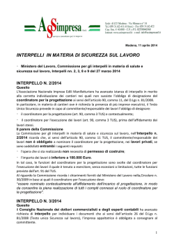 interpelli in materia di sicurezza sul lavoro