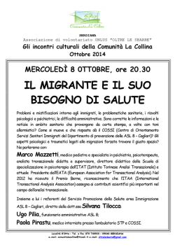MERCOLEDÌ 8 OTTOBRE, ore 20.30