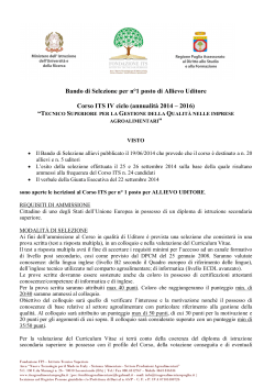 Sel All Corso IV Ciclo UDITORE - Fondazione ITS Agroalimentare
