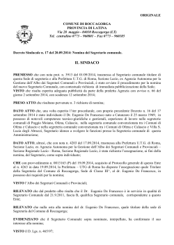 atto di nomina segretario comunale decr.sind. n.17 del 20.09.2014