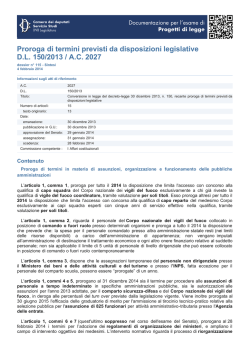 Proroga di termini previsti da disposizioni legislative D.L. 150/2013