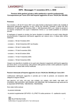 INPS, Messaggio 11 novembre 2014, n. 8658