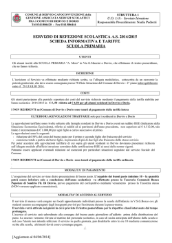 INFORMATIVA MENSA SCUOLA PRIMARIA