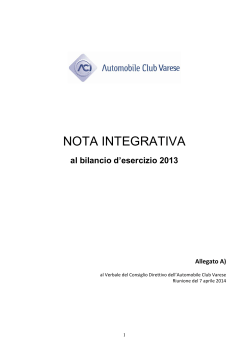 NOTA INTEGRATIVA - Automobile Club Varese