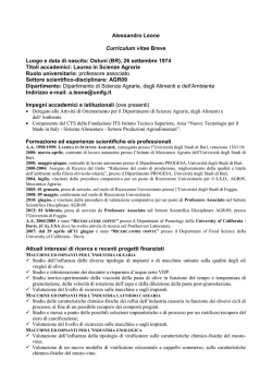 Docente: prof. Alessandro Leone - Universit&agrave; degli Studi di Foggia