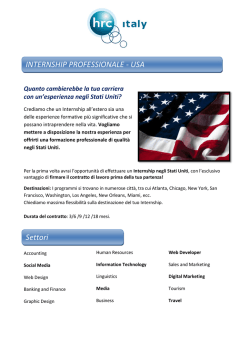 INTERNSHIP PROFESSIONALE - USA Settori - HRC