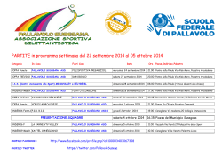 PARTITE in programma settimana dal 22 settembre 2014 al 05