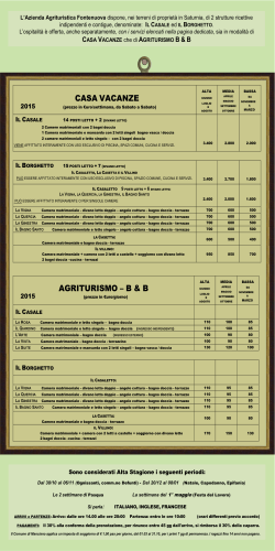 Download Tariffario (PDF) - Agriturismo Saturnia Fontenuova