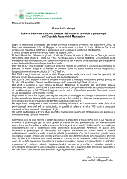 Montecchio, 8 agosto 2014 Comunicato stampa Roberto Baccichet