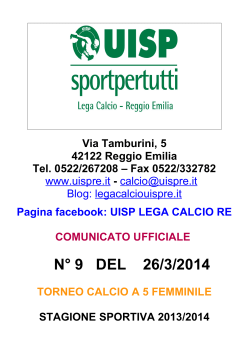 Bollettino 9 del 26 Marzo 2014 - Reggio Emilia