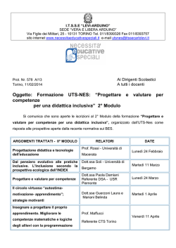 Oggetto: Formazione UTS-NES: “Progettare e valutare per