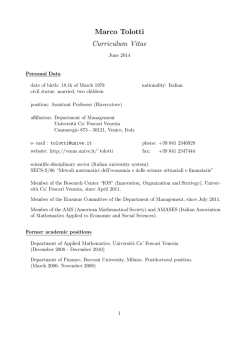 Marco Tolotti Curriculum Vitae